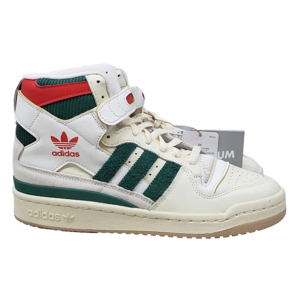 NEW Adidas Originals Forum 84 High Sneakers! White Cream Green Red GX9055 Bucks